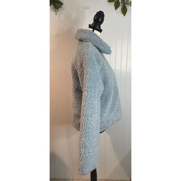 Levis Light Blue Faux Fur Sherpa Jacket Womens S Polyester Quilted Lining Warm - Picture 7 of 16